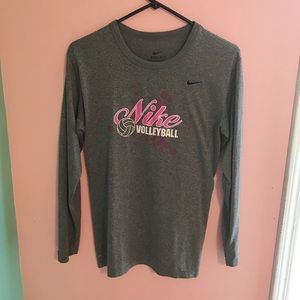 Nike Dri-Fit Grey Long Sleeve Tee Large